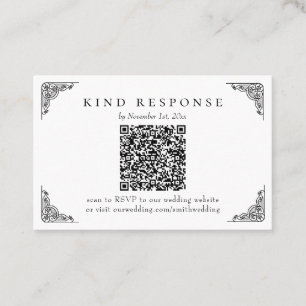 Elegant Classic QR Code Weddenschap RSVP-kaart Visitekaartje