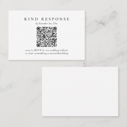Elegant Classic QR Code Weddenschap RSVP-kaart Visitekaartje (Voorkant / Achterkant)