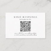 Elegant Classic QR Code Weddenschap RSVP-kaart Visitekaartje (Voorkant)