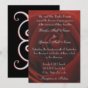 Elegant Classic Red Rose Wedding Uitnodiging