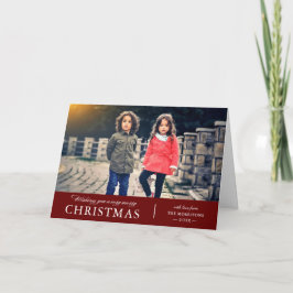 Elegant Classic Red Zeer prettige kerstfoto Feestdagen Kaart