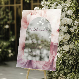 Elegant Classic Regal Paarse Pioenenboog bruiloft Acryl Bord