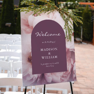 Elegant Classic Regal Paarse Pioenenboog bruiloft Poster