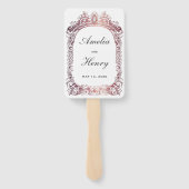 Elegant Classic Roos Gouden Rand Wit Bruiloft Handwaaier (Achterkant)