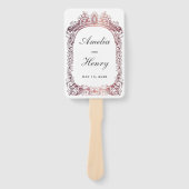 Elegant Classic Roos Gouden Rand Wit Bruiloft Handwaaier (Voorkant)