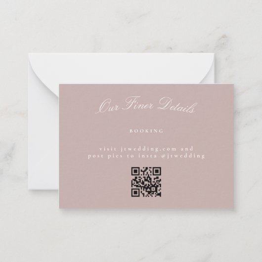 Elegant Classic Roze Taupe Bruiloft QR CODE RSVP Notitiekaartje (Achterkant)