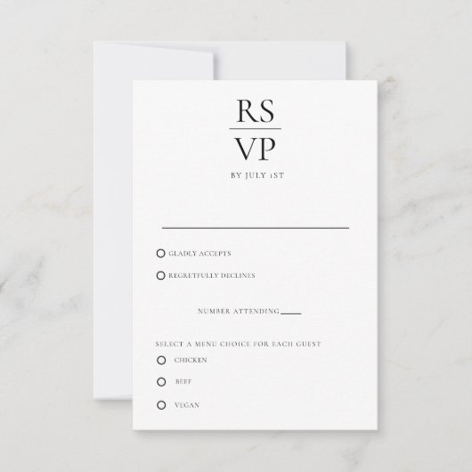 Elegant Classic RSVP Enclosure Kaart (Voorkant)