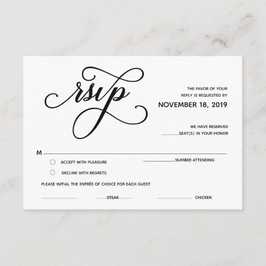 Elegant Classic RSVP (Response) Enclosure Card Informatiekaartje (Voorkant)