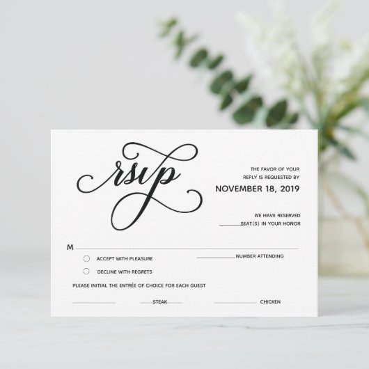 Elegant Classic RSVP (Response) Enclosure Card Informatiekaartje (Staand voorkant)