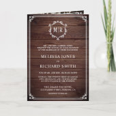 Elegant Classic Rustic Barn Wood Monogram Weddensc (Voorkant)