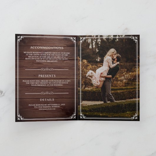 Elegant Classic Rustic Barn Wood Monogram Weddensc (Binnen)