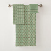 Elegant Classic Sage & Floral Tegel Pattern Bad Handdoek (Insitu)