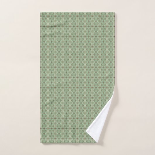 Elegant Classic Sage & Floral Tegel Pattern Bad Handdoek (Handdoek)