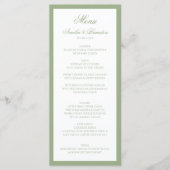 Elegant Classic Sage Green Border Script Wedding Menu (Voorkant)