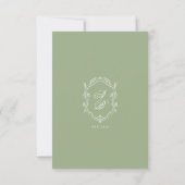 Elegant Classic Sage Green Monogram Crest Wedding RSVP Kaartje (Achterkant)