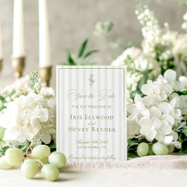 Elegant Classic Sage Green Save the Date Kaart