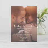 Elegant Classic Script 2 foto's Eenvoudige bruilof Kaart (Staand voorkant)
