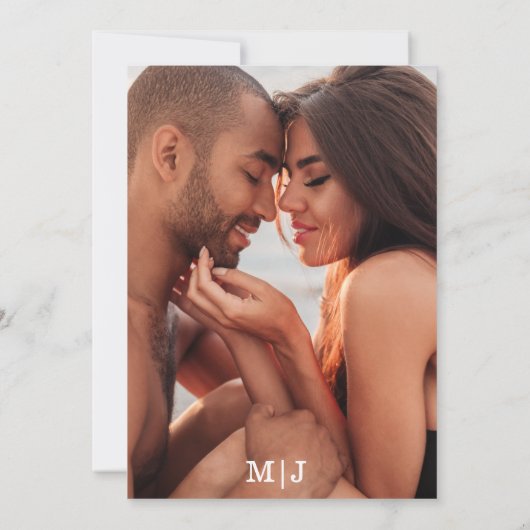 Elegant Classic Script 2 foto's Eenvoudige bruilof Kaart (Achterkant)