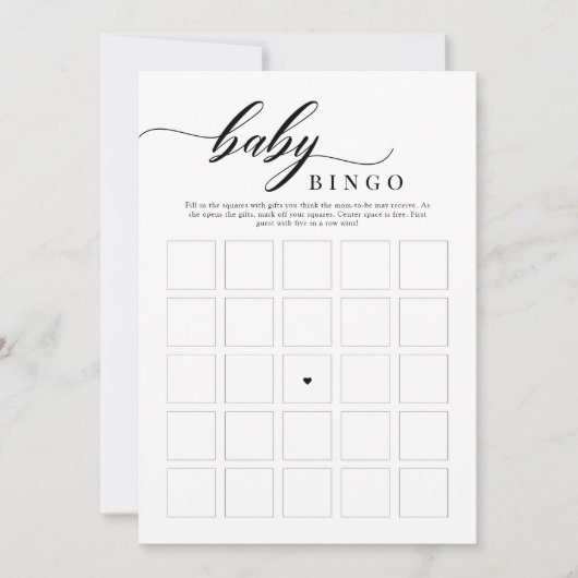 Elegant Classic Script Baby shower Bingo Game Kaart (Voorkant)