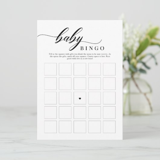 Elegant Classic Script Baby shower Bingo Game Kaart (Staand voorkant)