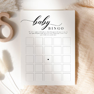 Elegant Classic Script Baby shower Bingo Game Kaart