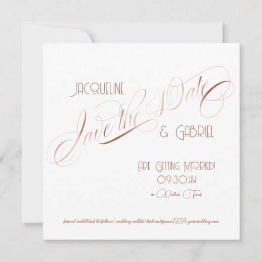 Elegant Classic Script Calligraphy Roos Gold Photo Kaart (Voorkant)