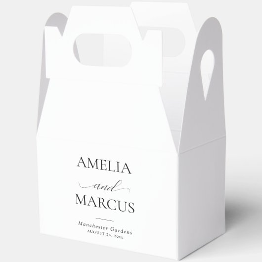 Elegant Classic Script Calligraphy Wedding Bedankdoosjes (Open)