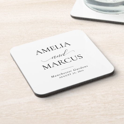 Elegant Classic Script Calligraphy Wedding Bier Onderzetter (Linkerzijde)