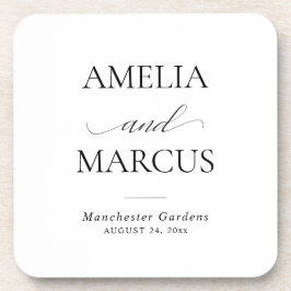 Elegant Classic Script Calligraphy Wedding Bier Onderzetter