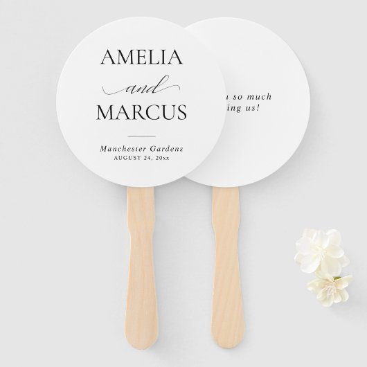 Elegant Classic Script Calligraphy Wedding Handwaaier (Voorkant en achterkant)