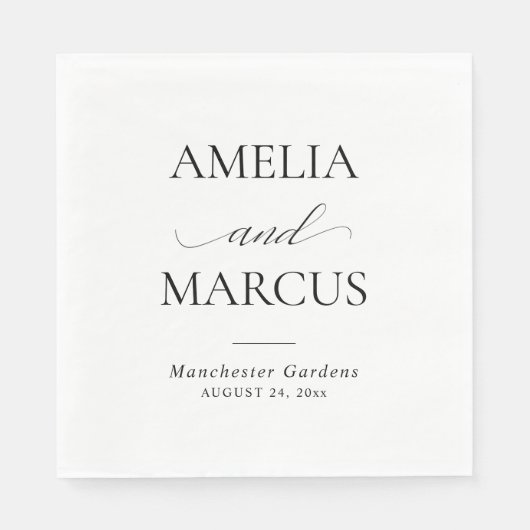 Elegant Classic Script Calligraphy Wedding Servet (Voorkant)