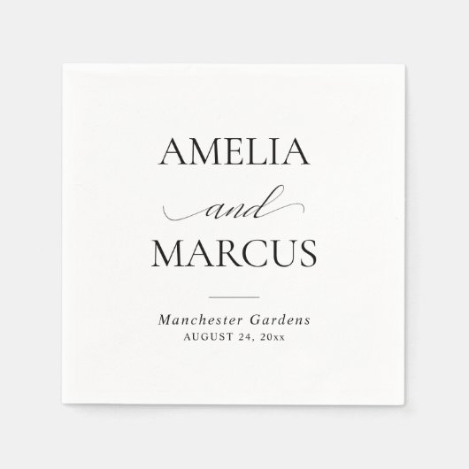 Elegant Classic Script Calligraphy Wedding Servet (Voorkant)