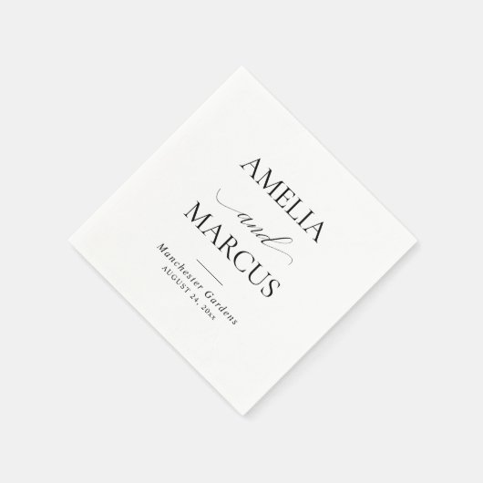 Elegant Classic Script Calligraphy Wedding Servet (Hoek)