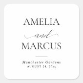 Elegant Classic Script Calligraphy Wedding Vierkante Sticker (Voorkant)