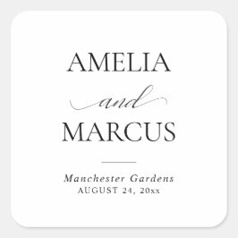 Elegant Classic Script Calligraphy Wedding Vierkante Sticker