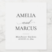 Elegant Classic Script Calligraphy Wedding Wijn Etiket (Enkel label)