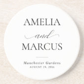 Elegant Classic Script Calligraphy Wedding Zandsteen Onderzetter (Voorkant)