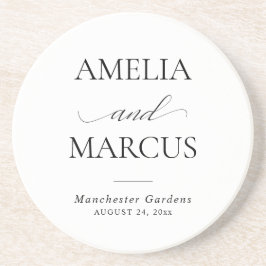 Elegant Classic Script Calligraphy Wedding Zandsteen Onderzetter