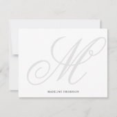 Elegant Classic Script Gray Monogram Calligrafie Notitiekaartje (Voorkant)