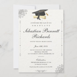 Elegant Classic Script Photo Afstuderen Kaart