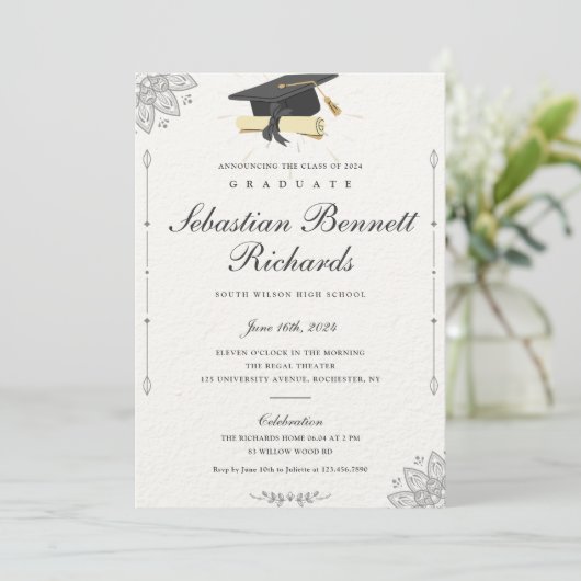 Elegant Classic Script Photo Afstuderen Kaart (Staand voorkant)