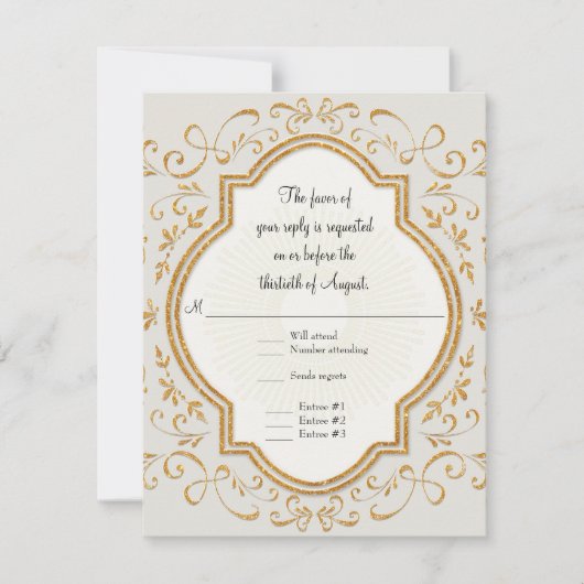 Elegant Classic Script Swirl Gold RSVP (Voorkant)