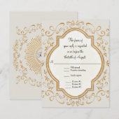 Elegant Classic  Script Swirl Gold RSVP Kaartje (Voorkant / Achterkant)