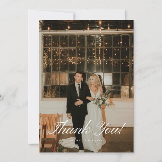 Elegant Classic Script Wedding Photo Bedankkaart (Voorkant)