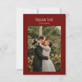 Elegant Classic Script Wine Red Wedding Photo Bedankkaart (Voorkant)