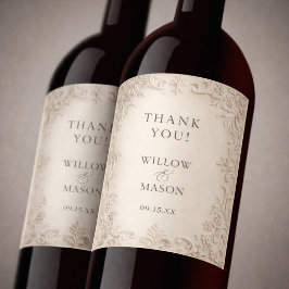 Elegant Classic Scrollwork Baroque Wedding Wijn Etiket