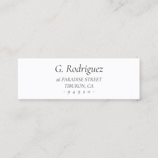 Elegant Classic Serif Font. Adres 05. Mini Visitekaartje (Voorkant)
