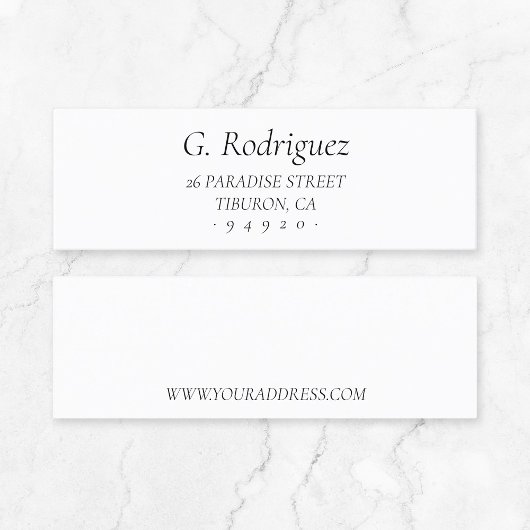 Elegant Classic Serif Font. Adres 05. Mini Visitekaartje
