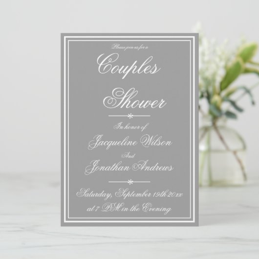 Elegant Classic Simple Personalized Couples Shower Kaart (Staand voorkant)