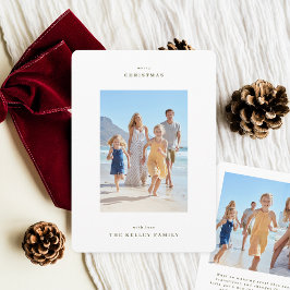 Elegant, Classic & Simple White Christmas Photo Feestdagenkaart
